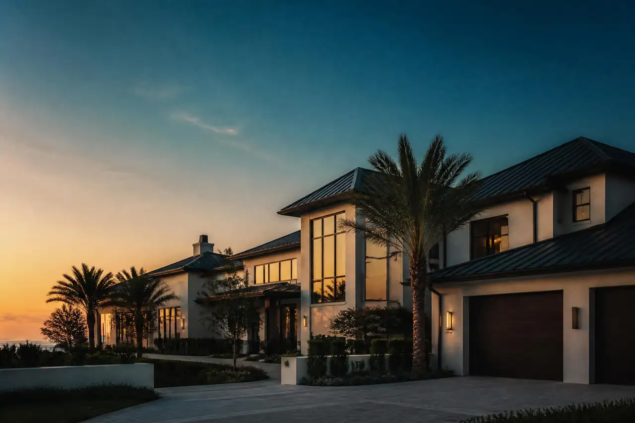 Florida luxury home at golden hour
